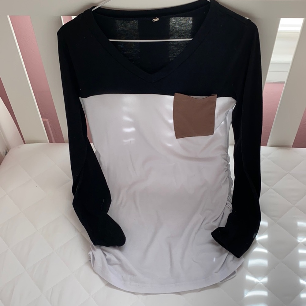 Black & White Maternity Baseball T-Shirt
